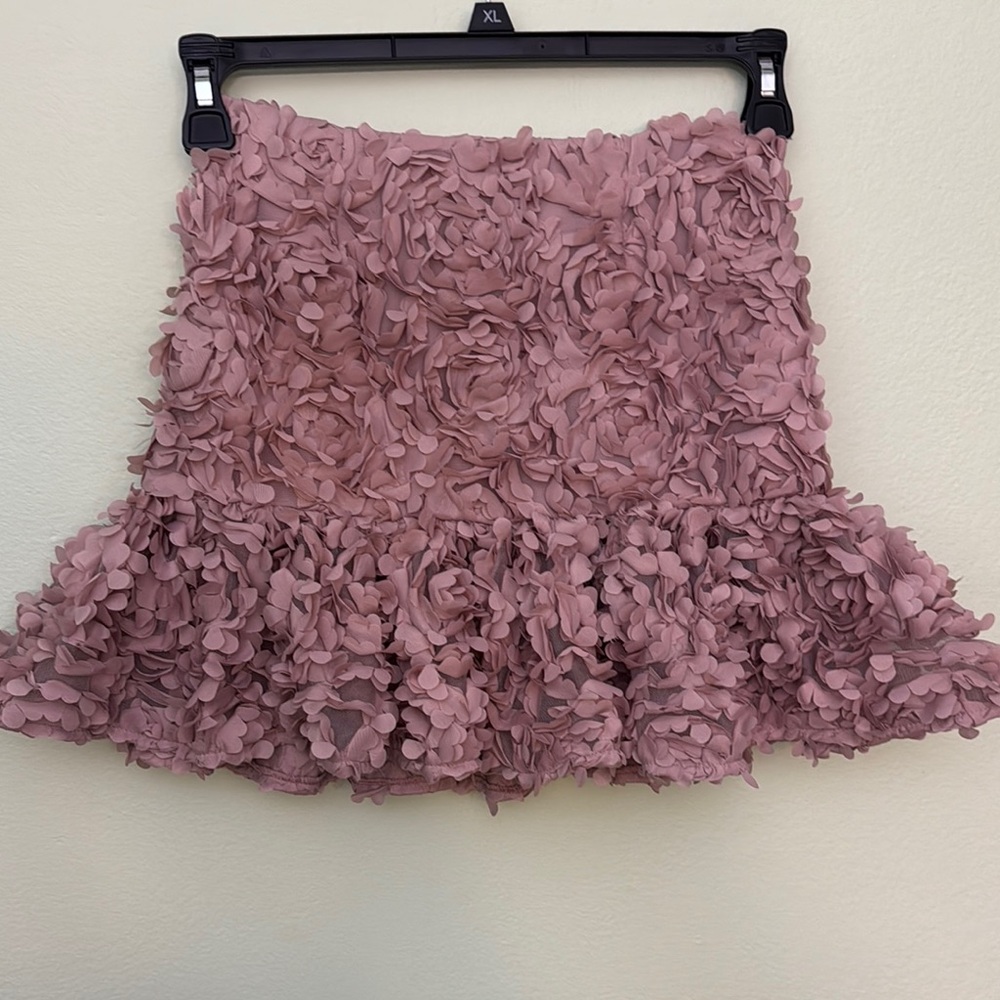 ASOS Luxe size 2 Floral Lace Bardot top skirt Set in Pink mauve - Picture 12 of 16